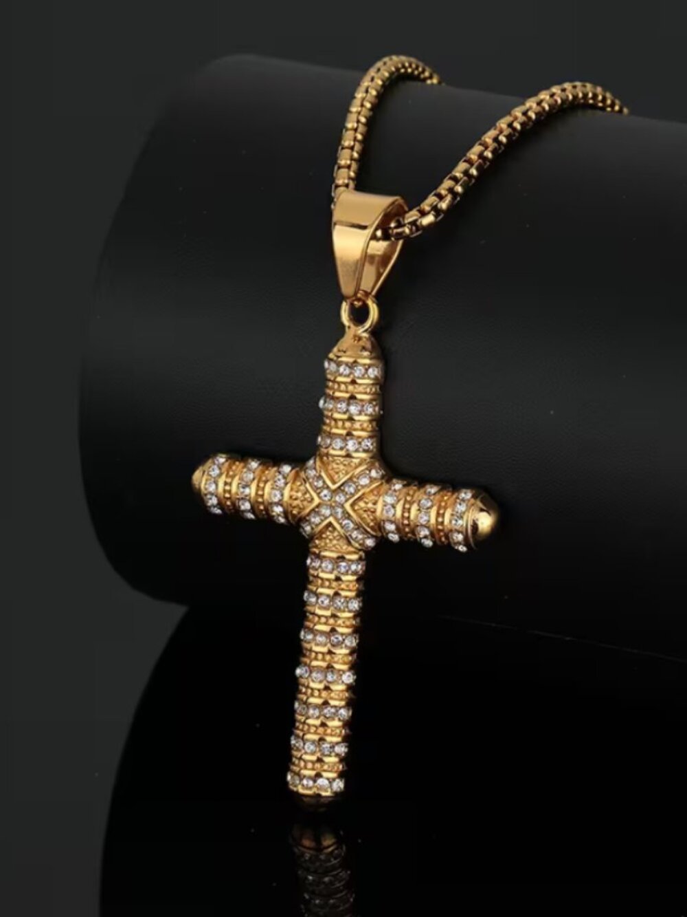 24" Mens 14K Gold 2ct Diamond Christian Cross Pendant Necklace 24 inch Chain NEW